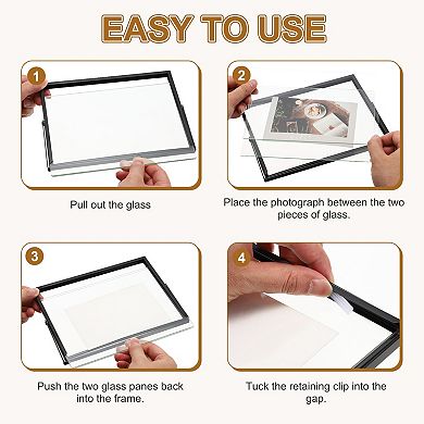 4.3 x 6.3" Horizontal Floating Frame, Metal Edge Photo Frame Display 4x6inch 1Pc