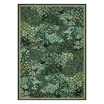 Botanical Forest Area Rug for Living Room, Washable Jungle Soft Low Pile Floor Cover