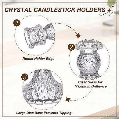Vintage Crystal Candle Holder, Glass Tealight Holder 3.15x3.15x5.12 Inch
