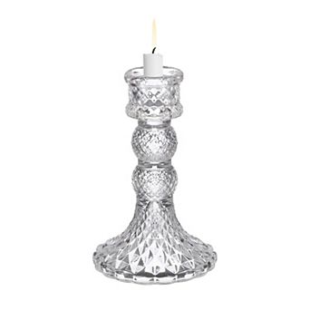 Vintage Crystal Candle Holder, Glass Tealight Holder 3.15x3.15x5.12 Inch