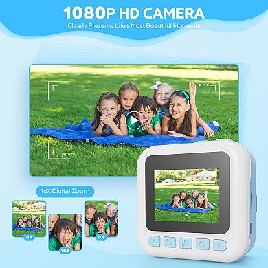 Contixo Kids Instant Print Camera with 3 Rolls of Paper & 32GB Card, 1080P, Ages 312, boys girls