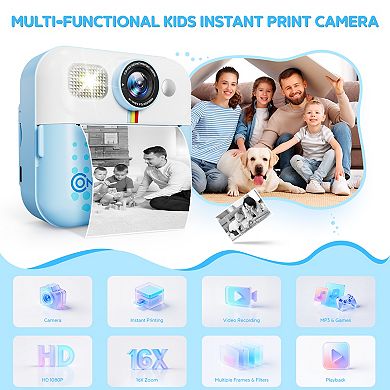 Contixo Kids Instant Print Camera with 3 Rolls of Paper & 32GB Card, 1080P, Ages 312, boys girls