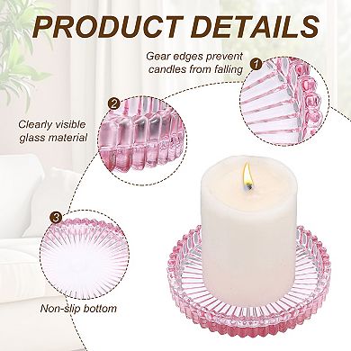 2 Pcs Candle Holder Plates, 4" Round Glass Candle Tray