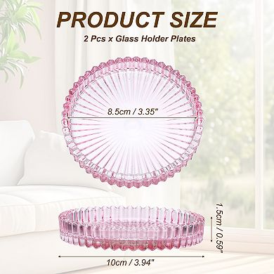 2 Pcs Candle Holder Plates, 4" Round Glass Candle Tray