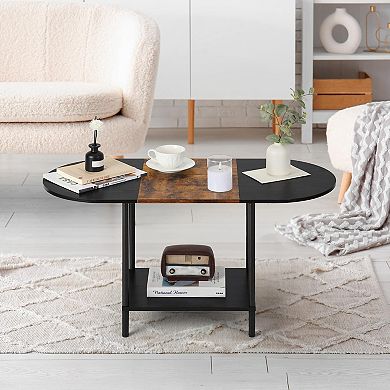 Multi-Purpose Small Space Coffee Table with 2-Tier Storage