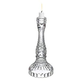 Vintage Crystal Candle Holder, Glass Tealight Holder 3.94x3.94x8.66 Inch, X-Large Diamond