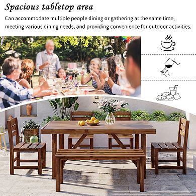 6-Piece Outdoor Acacia Wood Outdoor Dining Set for Patio