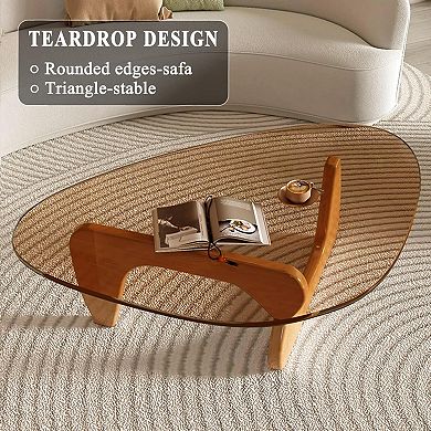Mid-Century Modern Tempered Glass Coffee Table for Living Room