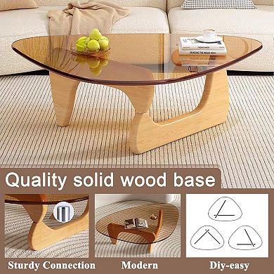 Mid-Century Modern Tempered Glass Coffee Table for Living Room