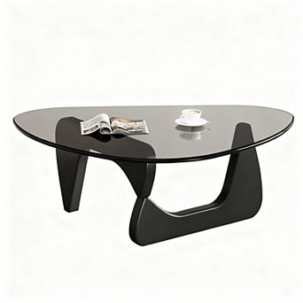 Mid-Century Modern Tempered Glass Coffee Table for Living Room