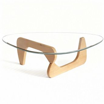Mid-Century Modern Tempered Glass Coffee Table for Living Room