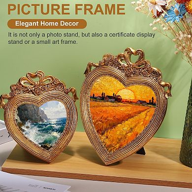 1Pc Heart Shape Carved Resin Photo Frame 6X8 / 8X10