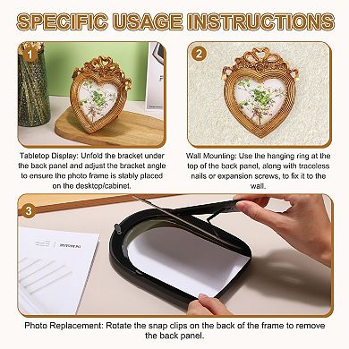 1Pc Heart Shape Carved Resin Photo Frame 6X8 / 8X10