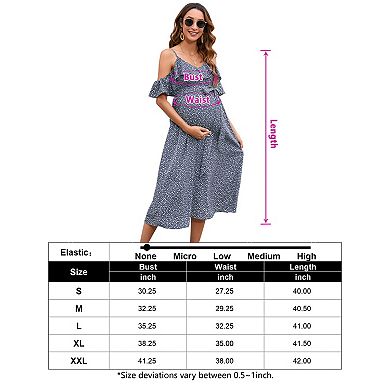 Women's Maternity Stretchy Spaghetti Strap Midi Dress