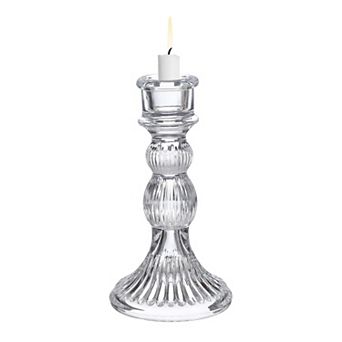 Vintage Crystal Candle Holder, Glass Tealight Holder 3.15x3.15x6.1 Inch, Large Fluted Round