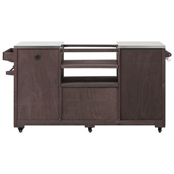 66.5 in Wood Outdoor Kitchen Island with Stainless Steel Top for Big Green Egg Grills