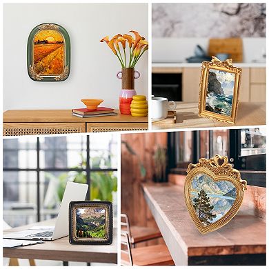 6.3x8.3 Inch Oval Carved Resin Photo Frame 1Pc