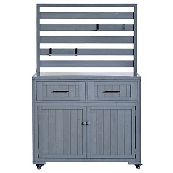 64.9 in H Solid Wood Garden Potting Bench with Stainless Table Top