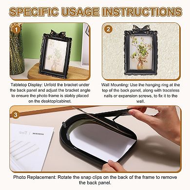 5.4x7.7 Inch Bow Rectangle Carved Resin Photo Frame 1Pc