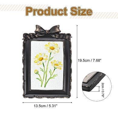 5.4x7.7 Inch Bow Rectangle Carved Resin Photo Frame 1Pc
