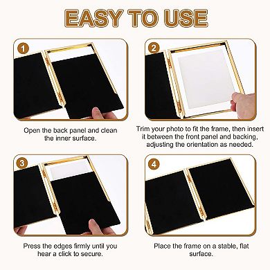 Triple Picture Frame, Hinged 3 Photo Frame with Flocked Back 1Pc