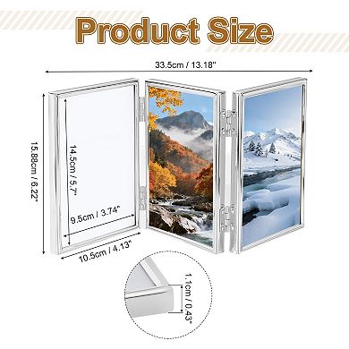 Triple Picture Frame, Hinged 3 Photo Frame with Flocked Back 1Pc