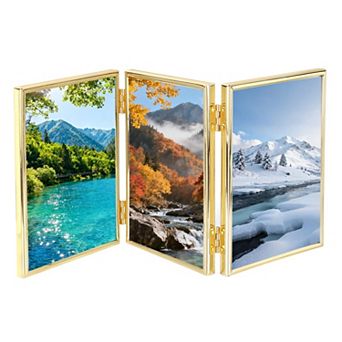 Triple Picture Frame, Hinged 3 Photo Frame with Flocked Back 1 pc