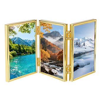 Triple Picture Frame, Hinged 3 Photo Frame with Flocked Back 1 pc