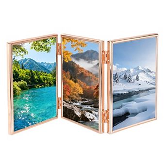 Triple Picture Frame, Hinged 3 Photo Frame with Flocked Back 1 pc