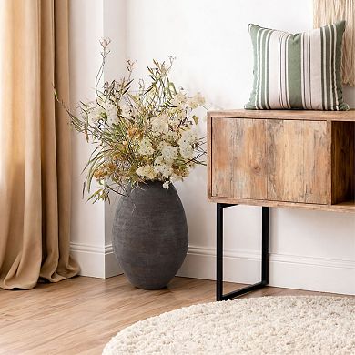 LuxenHome 16" Cement Large Floor Vase, Rustic Vase, Decorative Vase Home Decor, Pottery Home Accent