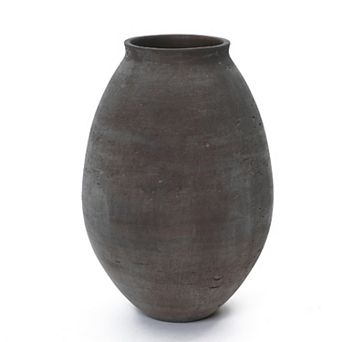 LuxenHome 16" Cement Large Floor Vase, Rustic Vase, Decorative Vase Home Decor, Pottery Home Accent