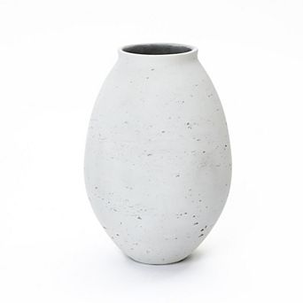 LuxenHome 16" Cement Large Floor Vase, Rustic Vase, Decorative Vase Home Decor, Pottery Home Accent
