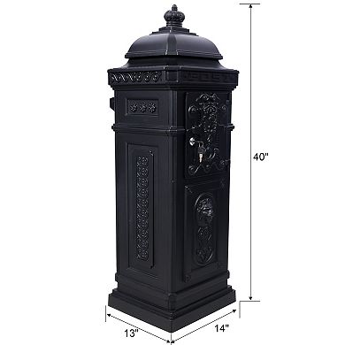 KWPZQEB Garden Vintage Mailboxes Outdoor Rainproof Postbox Statue, Aluminium