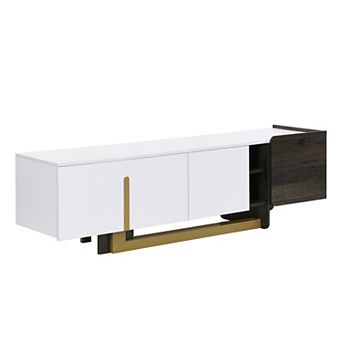 KWPZQEB Modern TV Stand for TVs up to 70", TV Cabinet with Drawer & 2 Cabinets for Living Room