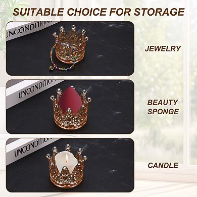 2 Pack Tealight Candle Holder 3 Inch Glass Crown Candle Holder,