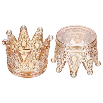 2 Pack Tealight Candle Holder 3 Inch Glass Crown Candle Holder,