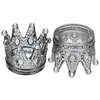 2 Pack Tealight Candle Holder 3 Inch Glass Crown Candle Holder,