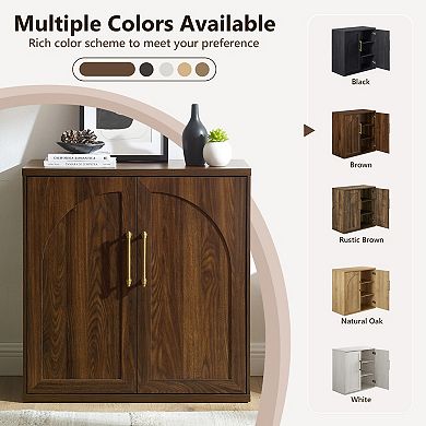 Arched Door Sideboard Buffet Cabinet, Accent Cabinet with Adjustable Shelf, Wood Credenza Storage