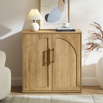 Arched Door Sideboard Buffet Cabinet, Accent Cabinet with Adjustable Shelf, Wood Credenza Storage