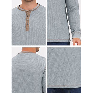 Men's Henley Shirts T-Shirts Long Sleeve Button Casual T-Shirt