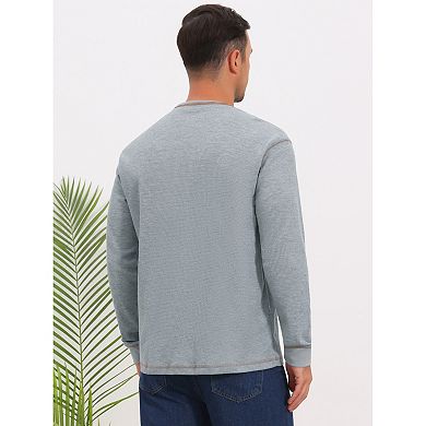 Men's Henley Shirts T-Shirts Long Sleeve Button Casual T-Shirt