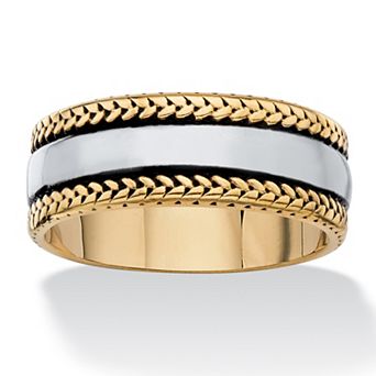 Men's Two-Tone Gold Ion-Plated Antiqued Stainless Steel Wedding Ring Band