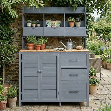 44.6 x19.5 in. Large Freestanding Garden Workstation with 6 Drawers and Side Hook
