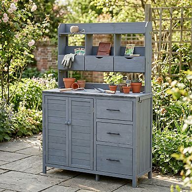 44.6 x19.5 in. Large Freestanding Garden Workstation with 6 Drawers and Side Hook