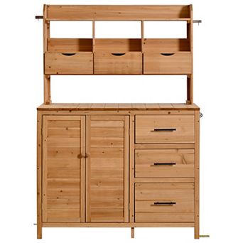 44.6 x19.5 in Large Freestanding Garden Workstation with 6 Drawers and Side Hook