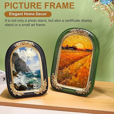 5.4x7.1 Inch Oval Carved Resin Photo Frame 1Pc