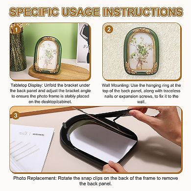 5.4x7.1 Inch Oval Carved Resin Photo Frame 1Pc