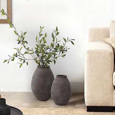 LuxenHome 13" Cement Large Floor Vase, Rustic Vase, Terracotta Vases Home Decor, Pottery Home Accent