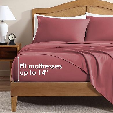 Sheet Set Queen Size, 4-Piece Bedding, Lightweight & Super Soft Easy Care Microfiber Shrinkage