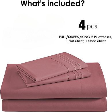Sheet Set Queen Size, 4-Piece Bedding, Lightweight & Super Soft Easy Care Microfiber Shrinkage